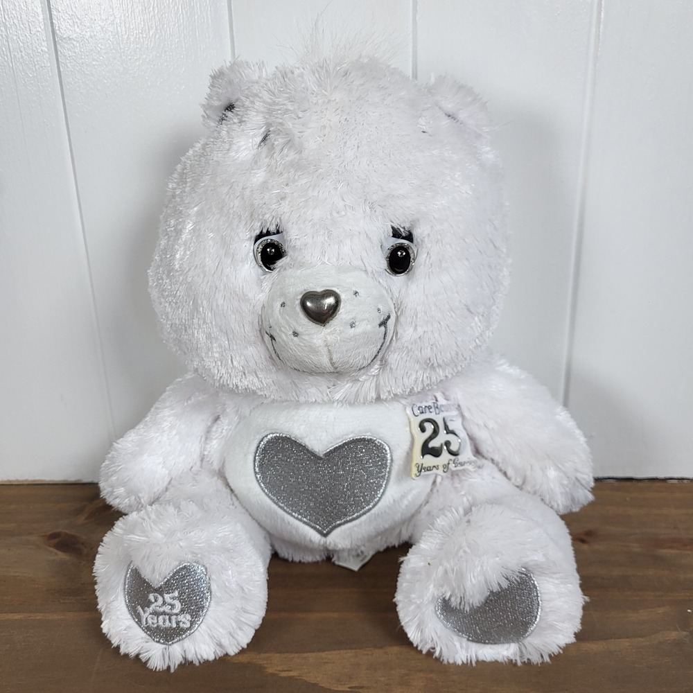 Care Bears 2007 25th Special Collectors 13" White Plush Swarovski Crystal Eyes